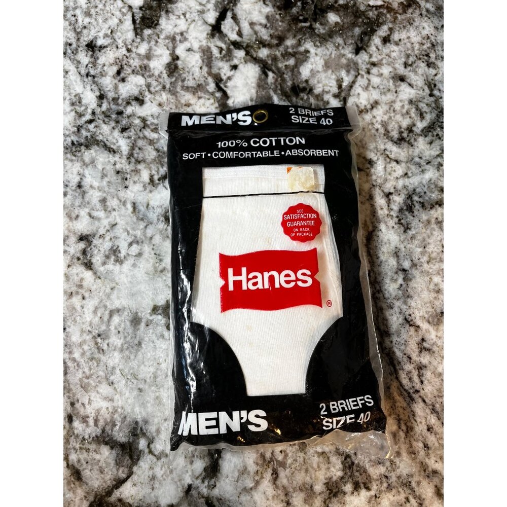 Vintage 1982 Hanes Cotton Briefs 2 Pack Made in U.S.A. Mens Size 40 Sealed NIP R